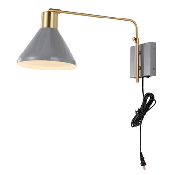 Max 20.5" Swing Arm Modern Midcentury Iron USB Charging Port LED Sconce - JONATHAN Y